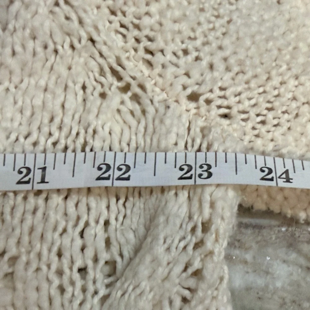Free People Cream Chunky Cable Knit Cowl Neck Sweater Oversized
